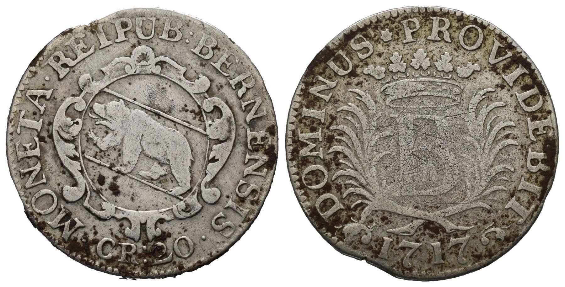Tutti le monete: Bern 20 Kreuzer 1717  /2177 – Usato da Trimbach venduto da Solothurn1