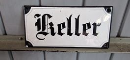 Emailleschild „Keller“ originales Emailschild, Sammlerstück.