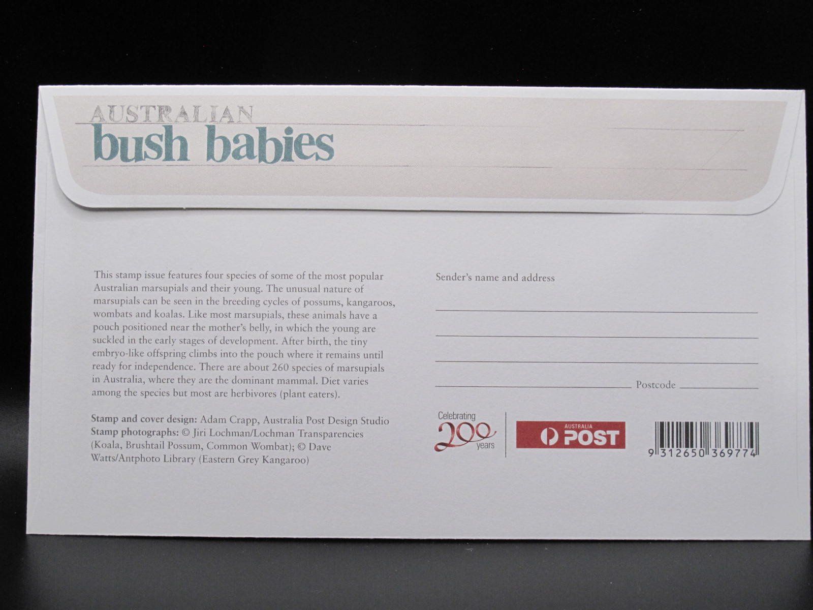 Tutti i francobolli: Australia 2009 Bush babies FDC – Usato da Wil SG venduto da fva01 1