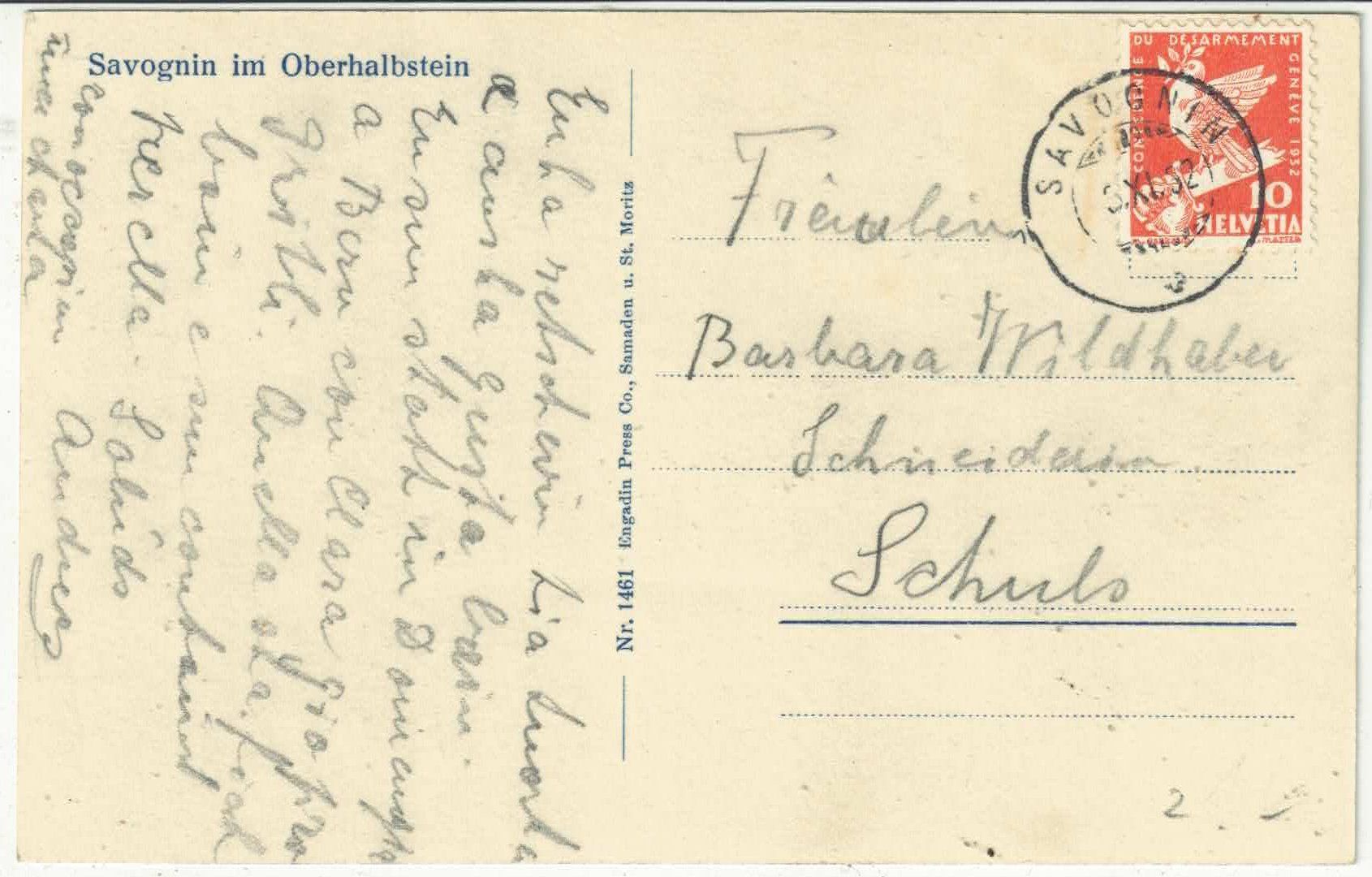 Cartes postales: Savognin - Generalansicht – D'occasion à Ettingen par Kartenplanet 1