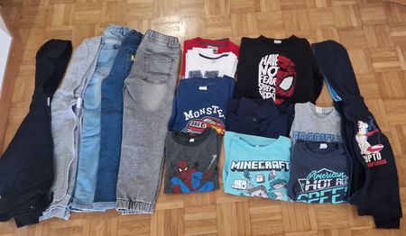 Kinderkleider-Set Herbst 15 Teile Hosen und T-Shirts Gr.128