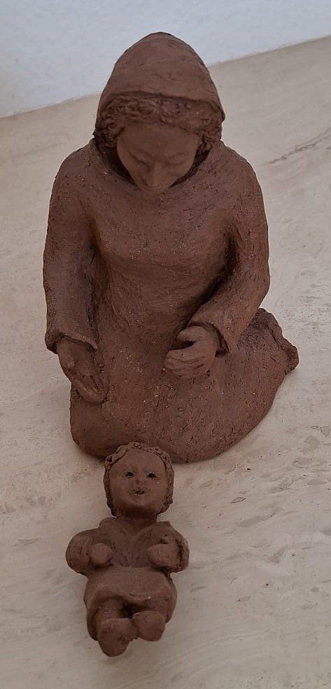 Sculture & Statue: Tonfigur Mutter mit Kind handgefertigt – Usato da Wettingen venduto da huitzilopostli 1