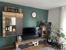 Wohnwand Set Holzoptik dunkelbraun guter Zustand