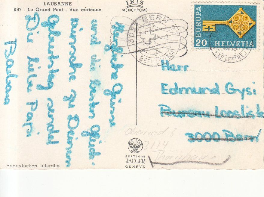 Cartoline postali: Lausanne 1968 – Usato da Bürglen TG venduto da StampGraf 1