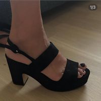 Mango Sandalen, schwarz, Wildleder-leder gr 38