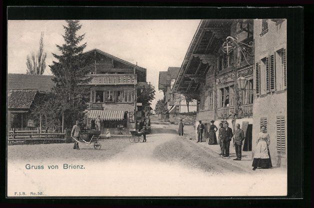 Ansichtskarten: Brienz, Strassenpartie mit Fabrikation F – Gebraucht aus Berlin von bartko-reher