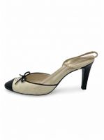 Chanel CC Bow Cap Toe Slingback EU 36.5 Beige