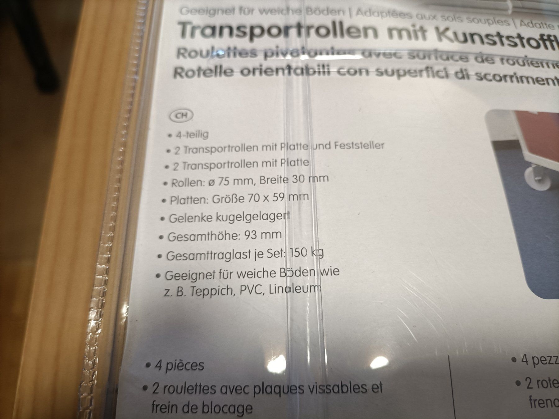 Altro per stoccaggio & trasporto: Transportrollen mit Kunststoffflächen 4 Stk. neu – Nuovo e nell'imballaggio originale da Schöftland venduto da Snacketti7 2