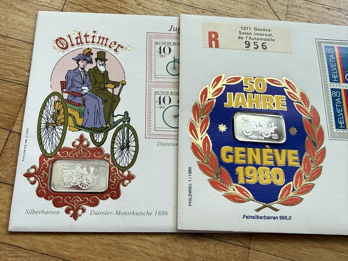 Metalli preziosi: Silberbarren - Briefmarken mit diversen Motiven  – Nuovo e nell'imballaggio originale da Zürich venduto da daki81 2