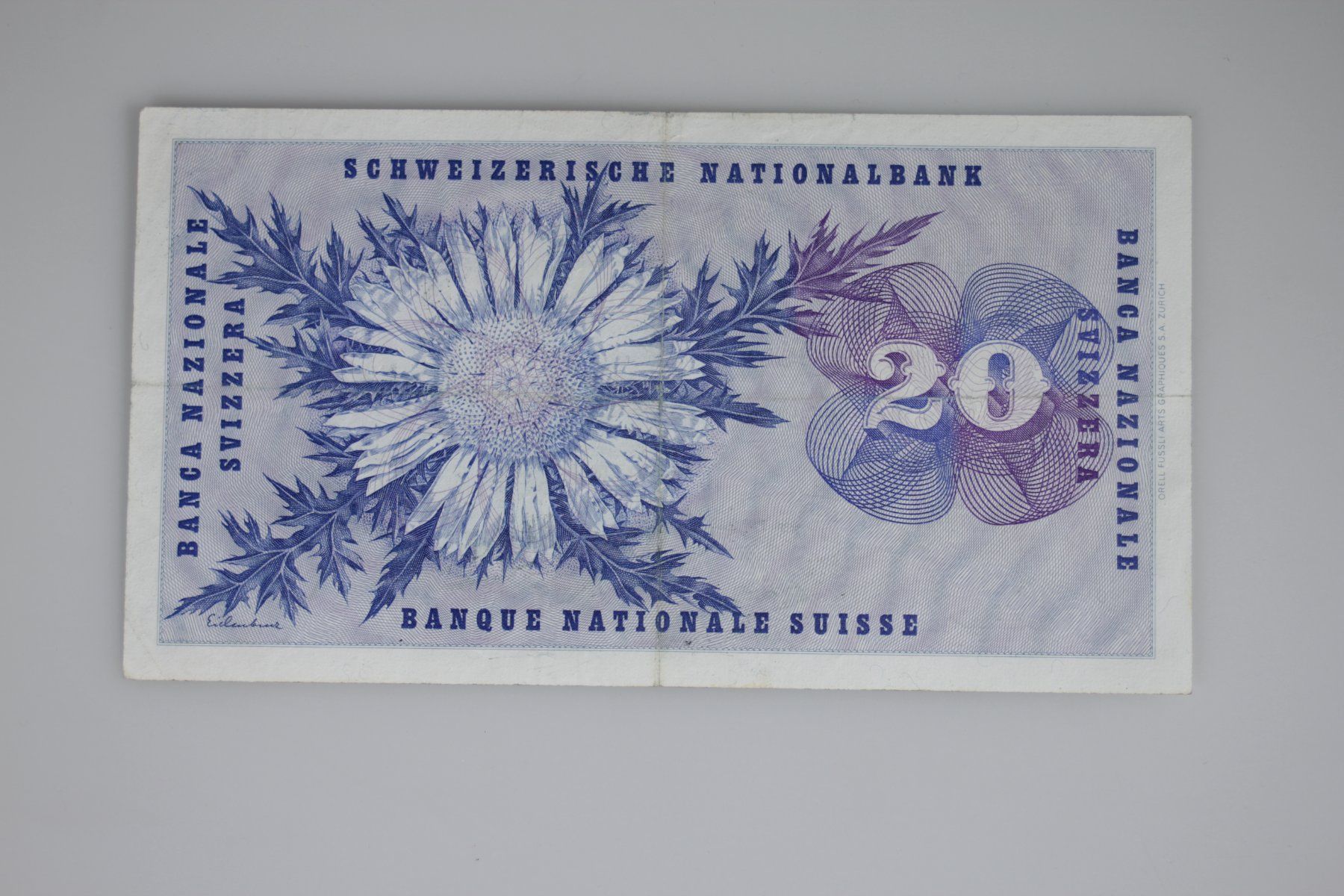 Banconote: Schweizer Banknote 20 Franken 1974 Serie 101 S – Usato da Basel venduto da IRMAundFRED 1