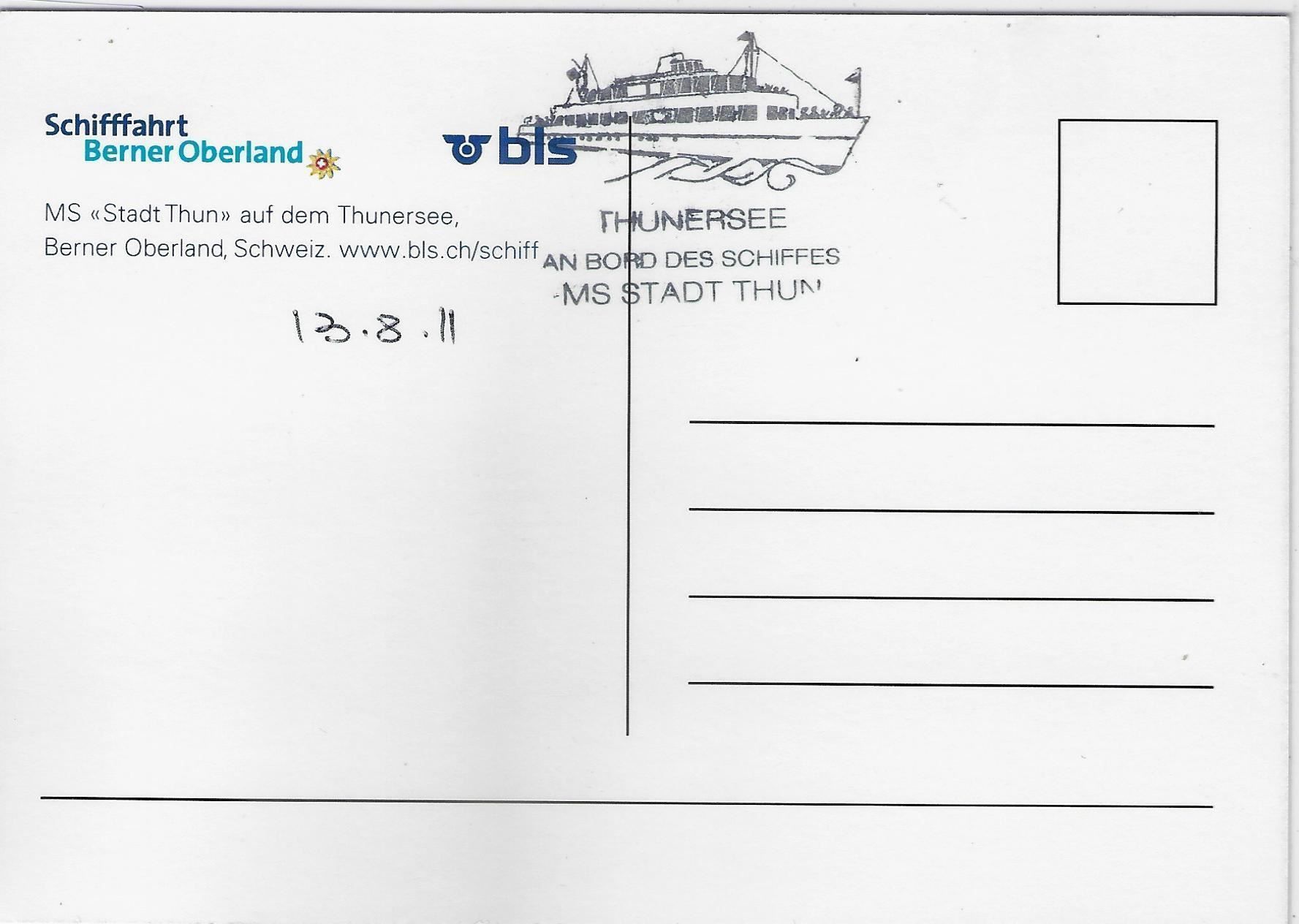 Cartoline postali: MS Stadt Thun auf dem Thunersee – Usato da Ettingen venduto da Kartenplanet 1
