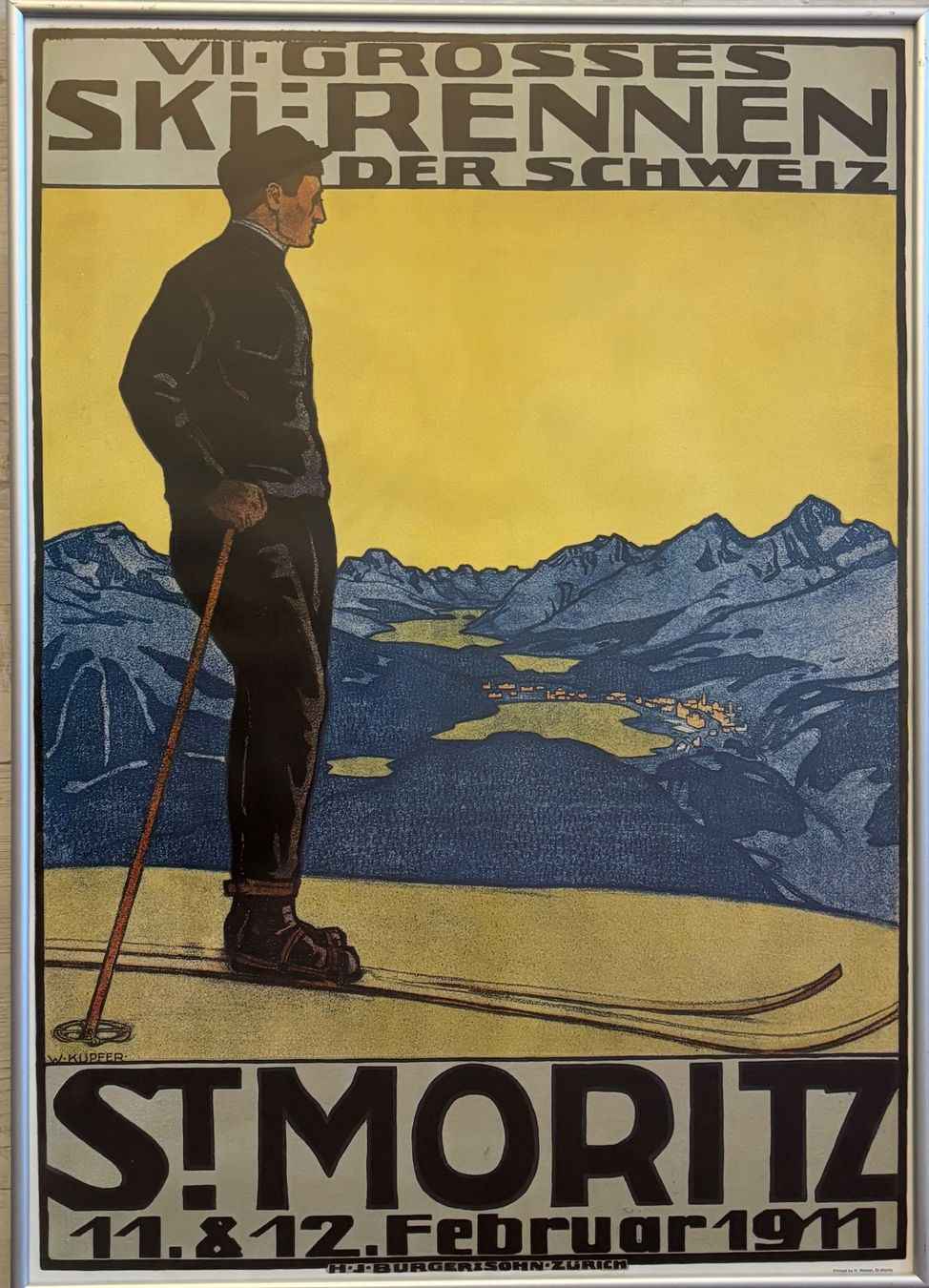 Foto & Immagini: Plakat Skirennen St. Moritz 1911. gerahmt – Usato da Rütihof venduto da Yaro22 2