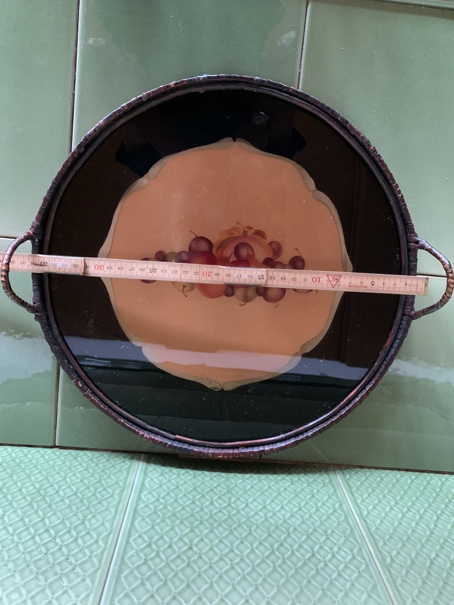 Plateaux: Antikes Serviertablett, Holz/Glas – D'occasion à Egg b. Zürich par ohtannenbaum 2