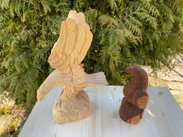 2 schöne geschnitzte Adler aus Holz
