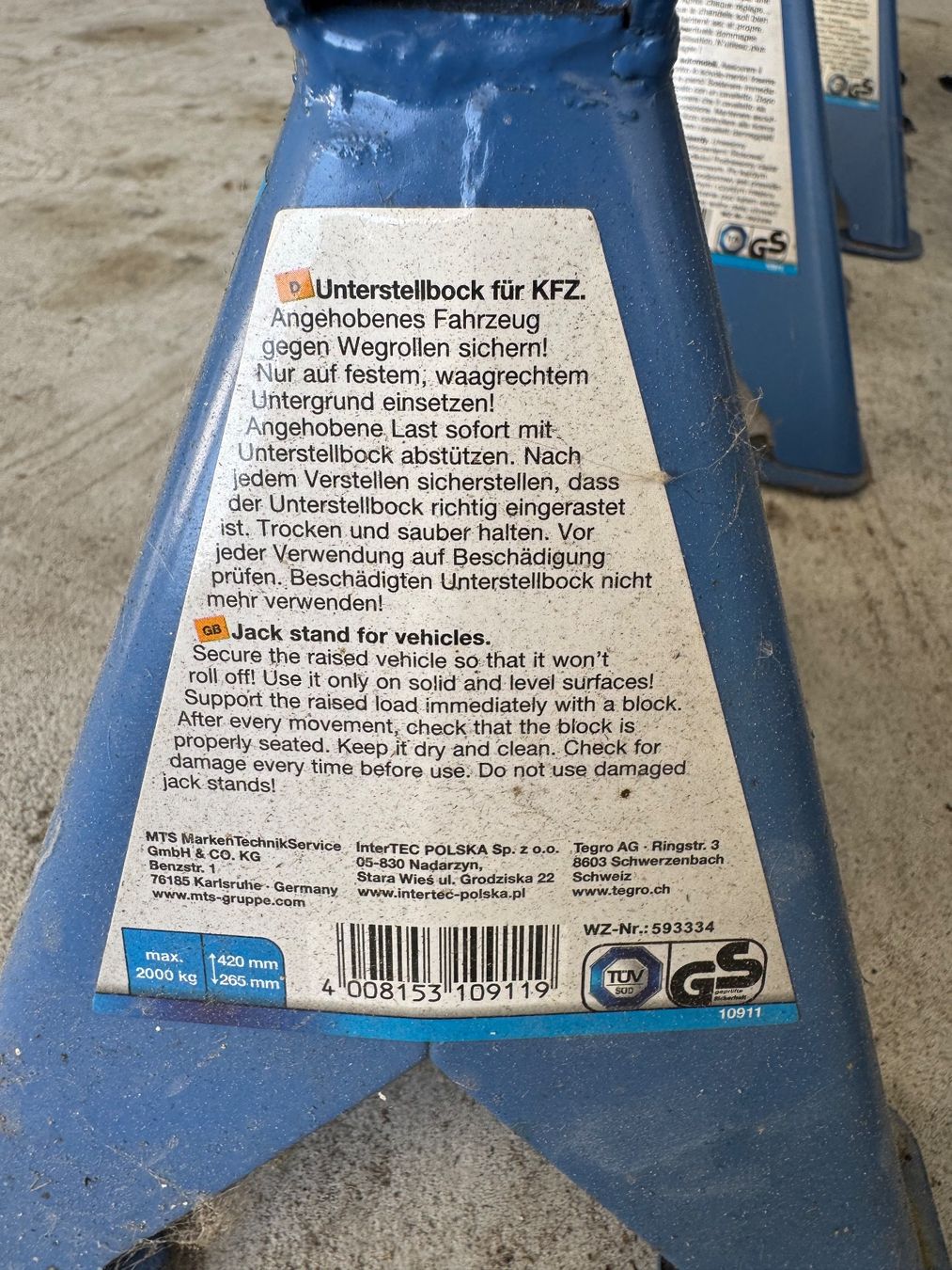 Tutti gli attrezzi: 8x Cartrend Unterstellbock Profi 2 t – Usato da Mörschwil venduto da Y.Eberle 2