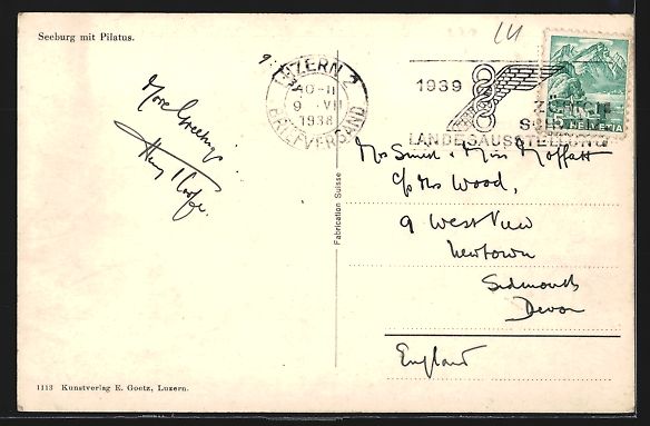 Cartoline postali: AK Seeberg, Panorama mit Pilatus, 1939 – Usato da Berlin venduto da bartko-reher 1
