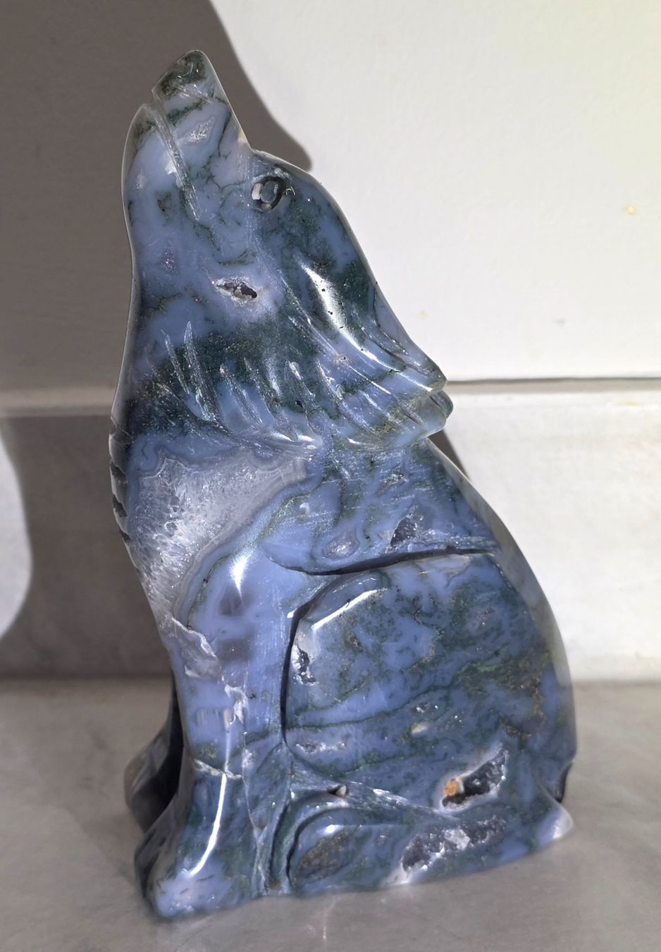 Minerali & Pietre curative: Blauer Moosachat Wolf 560g – Nuovo e nell'imballaggio originale da Matzingen venduto da Shay_Crystalz 1