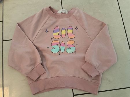 Süsser Mädchen Pullover, Rosa "Lil Sis" Motiv, Grösse 110