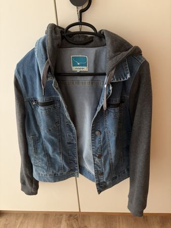 Jeansjacke Twintip mit Kapuze blau grau Grösse L