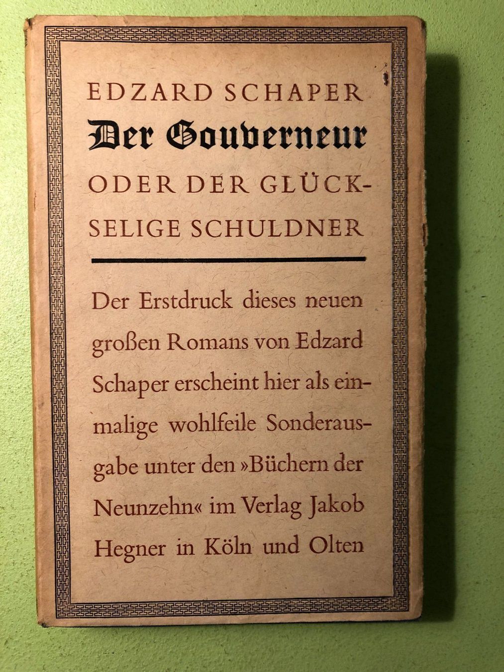Libri: Edzard Schaper: Der Gouverneur – Usato da Zürich venduto da allp