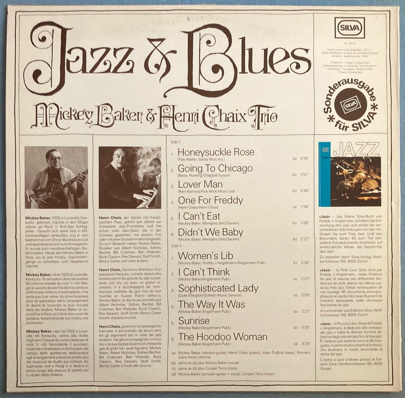 Dischi in vinile: MICKEY BAKER & HENRI CHAIX TRIO - JAZZ & BLUES – Usato da Poliez-Pittet venduto da Newtown-Records 1