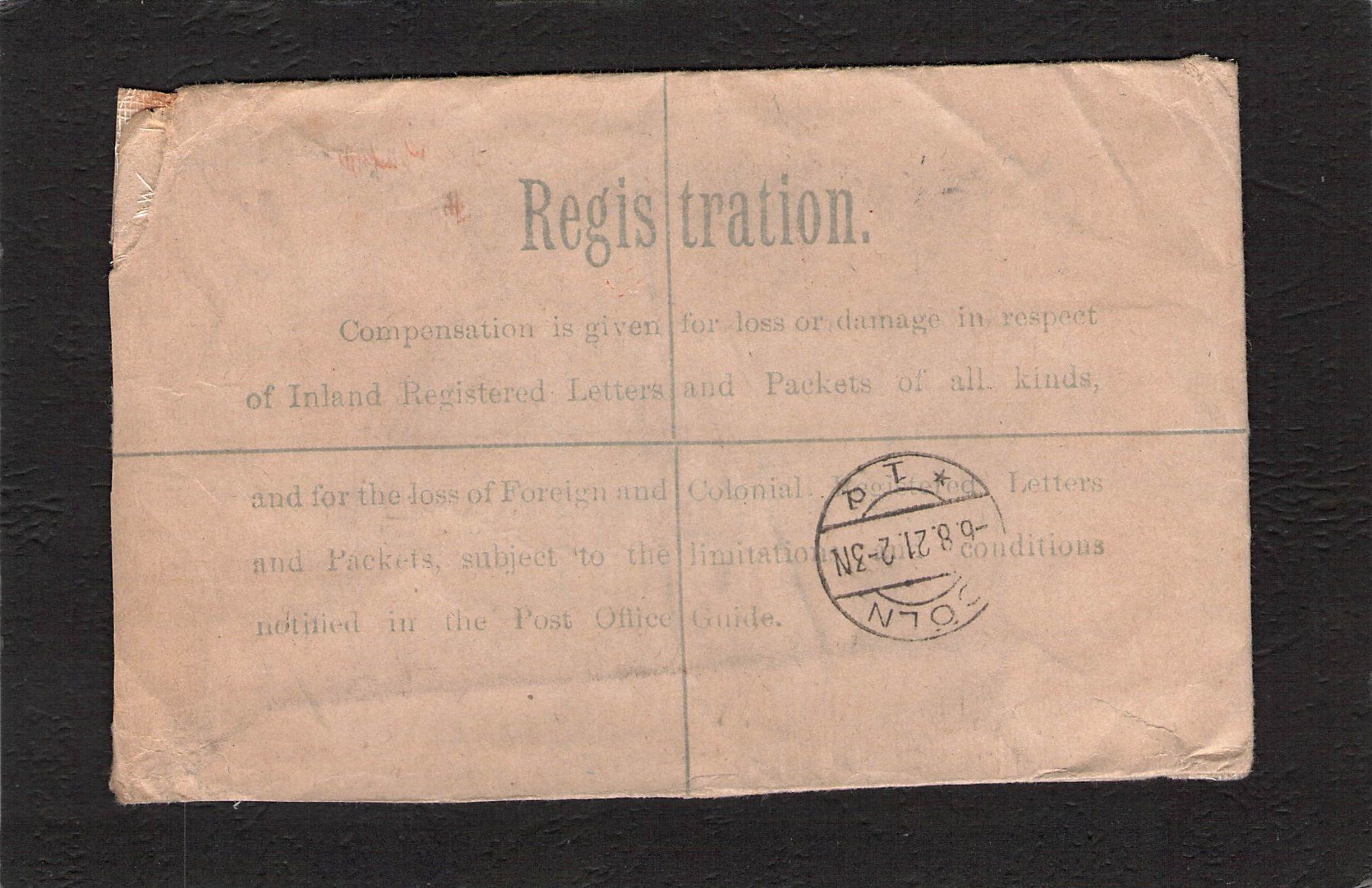 Tutti i francobolli: GS Registered Letter England , 4.Aug. 1921 – Usato da Reichenburg venduto da Pipo-67 1