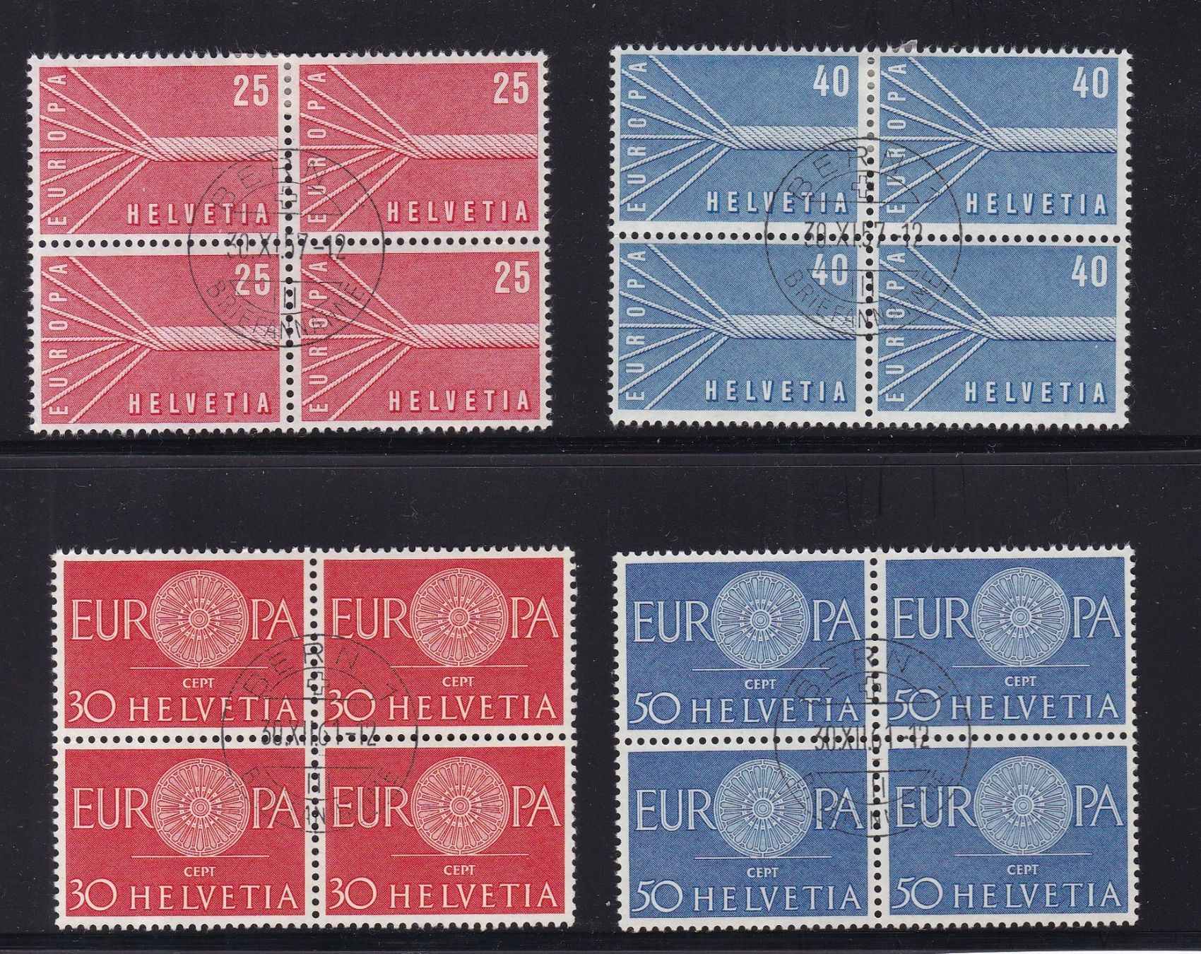 Alle Briefmarken: 28 Stk. CH Viererblocks ab 1955 – Gebraucht aus Münchwilen AG von Nesar 4