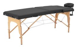 Hochwertige 2-Zonen Massageliege, schwarz - Gratis Versand