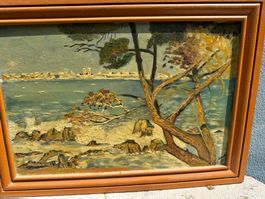 Tableau Paysage Marin, Peinture à l'huile sur bois Signée