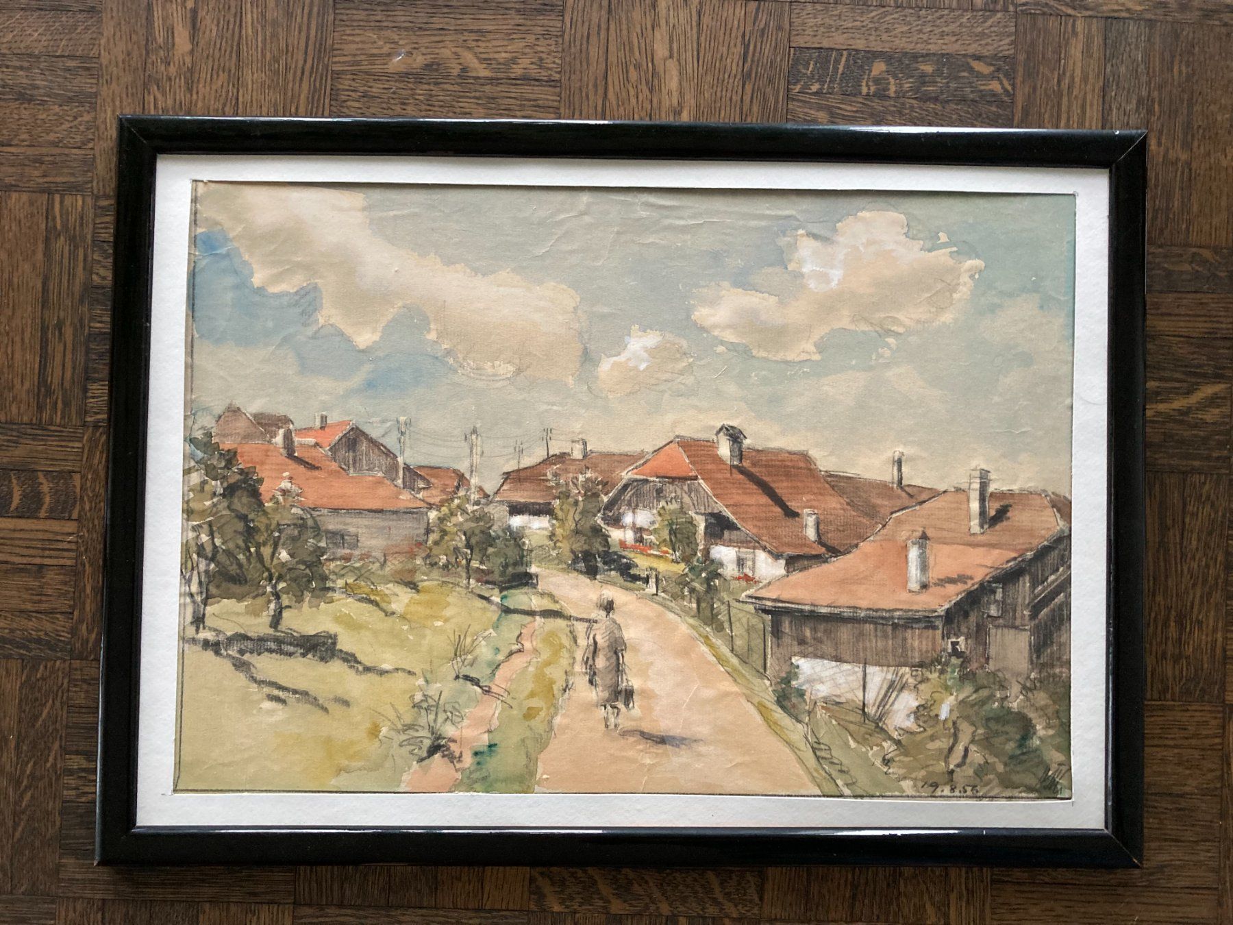 Dipinti: Landschaftsbild Kanton Bern sign. 19.08.1956 – Usato da Subingen venduto da ArtBead 2