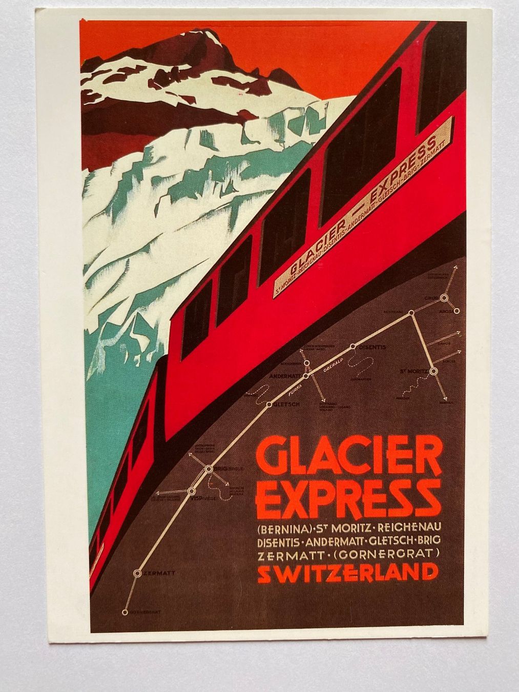 Cartoline postali: Plakat Glacier-Express 1925 (Repro.) – Nuovo (secondo la descrizione) da Kirchenthurnen venduto da Scherzengel