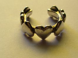 Bague ouverte  cœurs argent 925