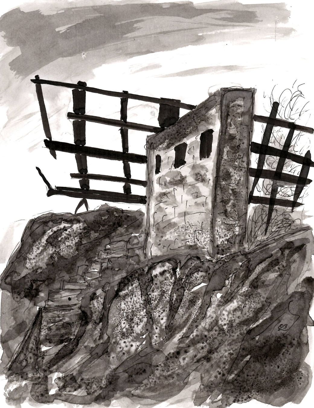 Tableaux: Zeichnung: Old wall – D'occasion à Fribourg par erw_68dx