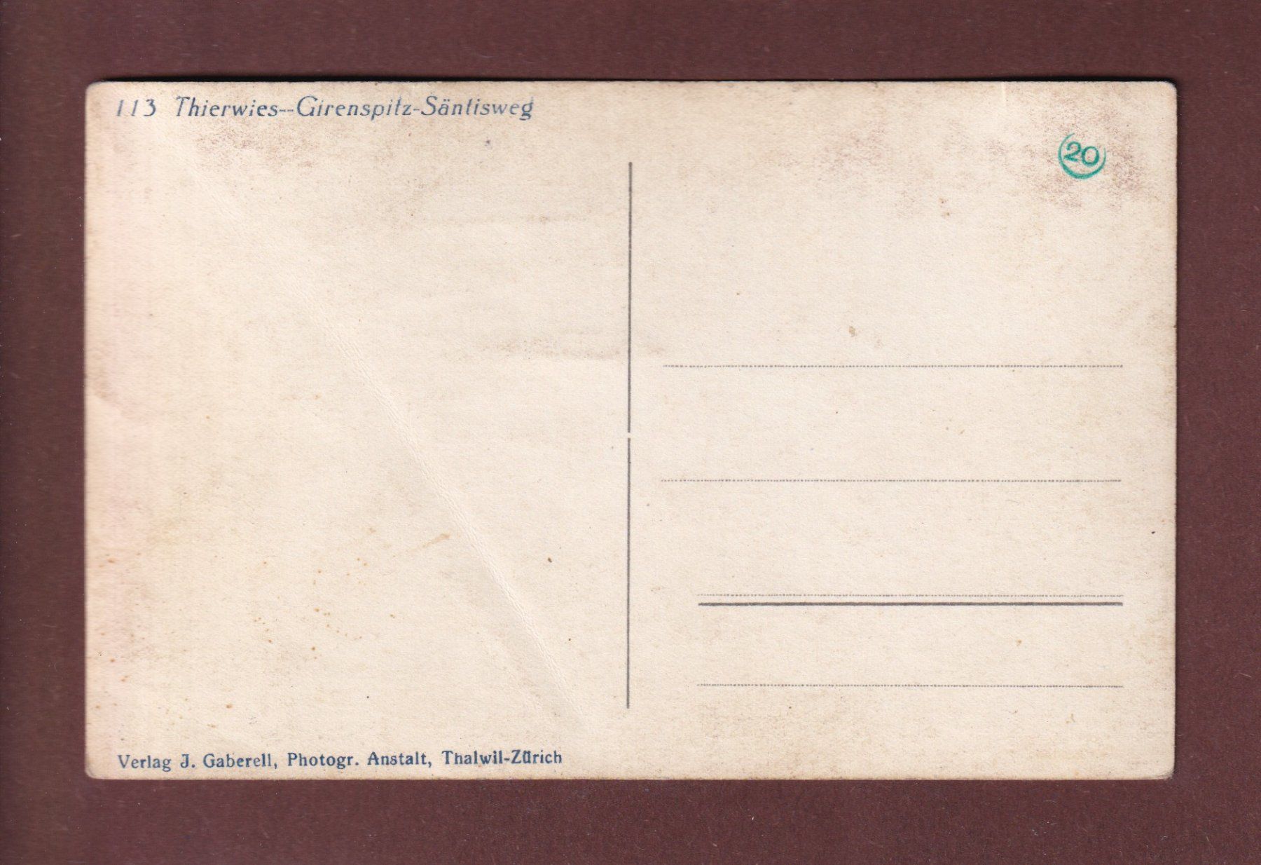 Cartoline postali: THIERWIES - Girenspitz-Säntisweg – Usato da Pully venduto da nicecards-shop 1