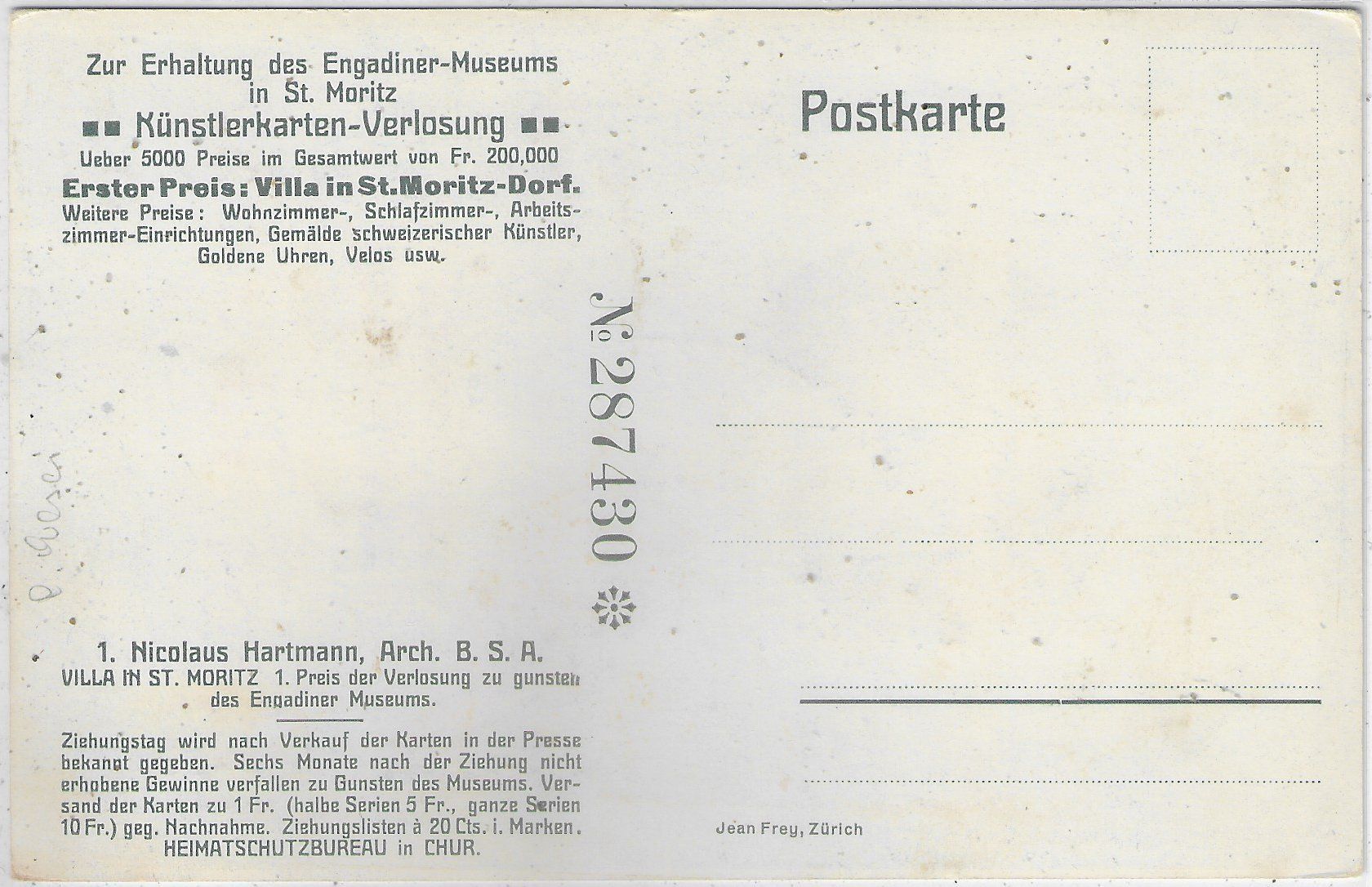 Cartoline postali: Ch. Conradin - Villa in St. Moritz – Usato da Ettingen venduto da Kartenplanet 1