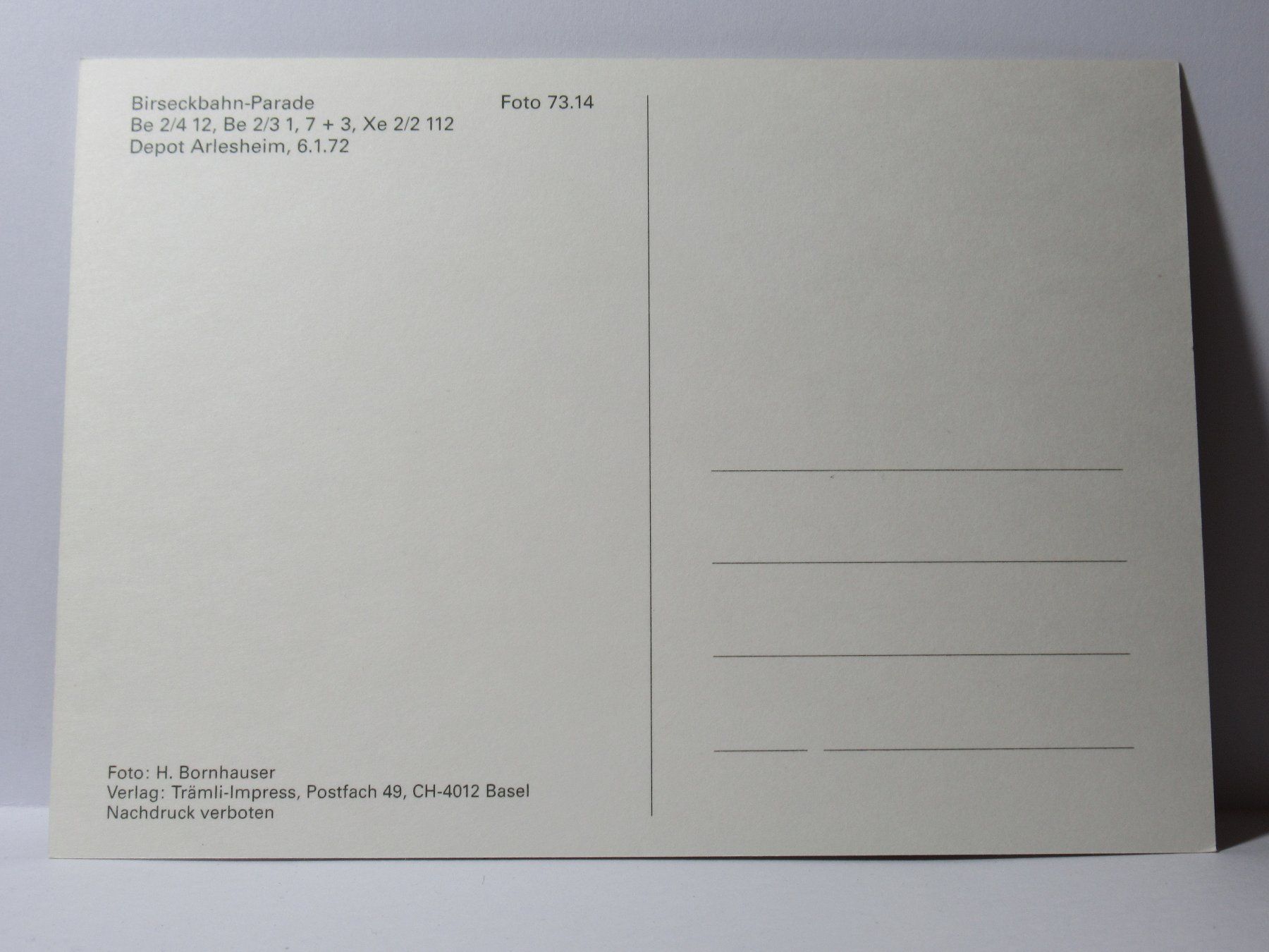 Cartoline postali: Birseckbahn - Parade – Nuovo (secondo la descrizione) da Grenchen venduto da Bluemchen1900 1