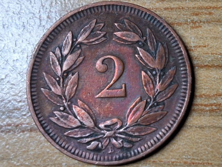 Tutti le monete: 2 Rappen 1906 - Selten! – Usato da Münchenstein venduto da purbach1 5