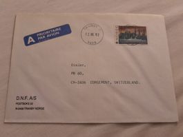 Rare Enveloppe Prioritaire Avion, cachet 12.06.92, Norvège !