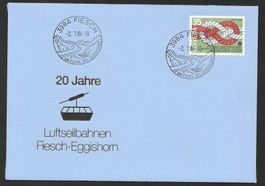 Sonderbrief 20 Jahre Luftseilbahn Fiesch-Eggishorn 2.7.1986
