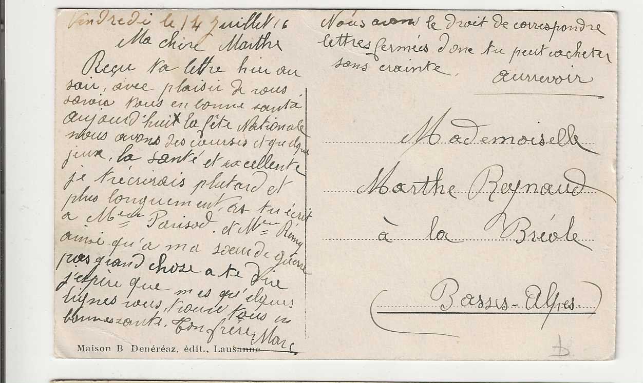 Ansichtskarten: Leysin, 1916 – Gebraucht aus Spiez von Niesen20 1