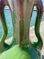 Vase en faïence Art nouveau, glaçure polychrome, 36 cm