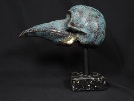Einzigartige Bronze, Pestdoktor Maske, Schädel Figur
