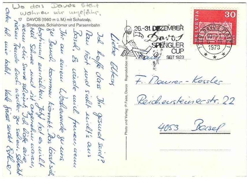 Ansichtskarten: AK von Davos mit Schatzalp, 1973 – Gebraucht aus Rheinfelden von wil_m7gh 1