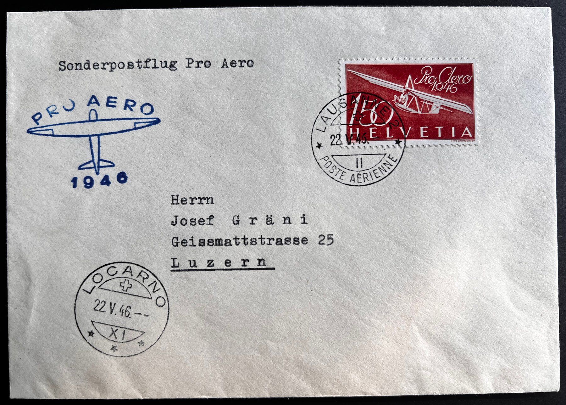 Tutti i francobolli: Flugpostbrief mit F41 SBK 55.- ab 5.- – Usato da St. Gallen venduto da Cheirodon