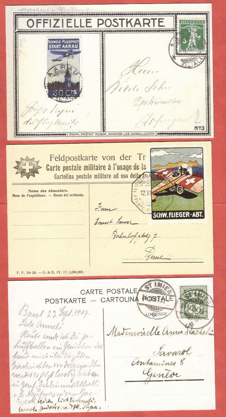 Cartoline postali: 3 Flugpostkarten - Kopien!! – Nuovo (secondo la descrizione) da Fislisbach venduto da Porano 1