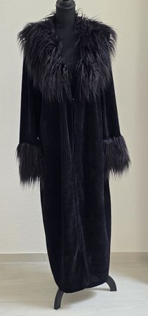 Mantel mit Kunstfellkragen und -bündchen schwarz Gr 3 XL 