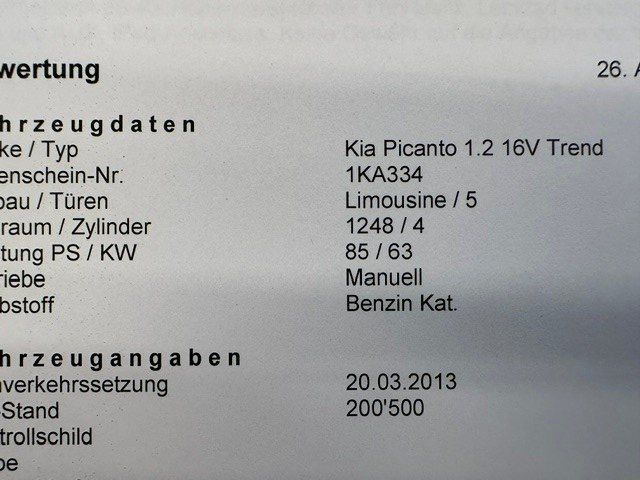 Kia Autos: KIA Picanto 1.2 16 V Trend – Gebraucht aus Oberriet SG von jeepv8 8
