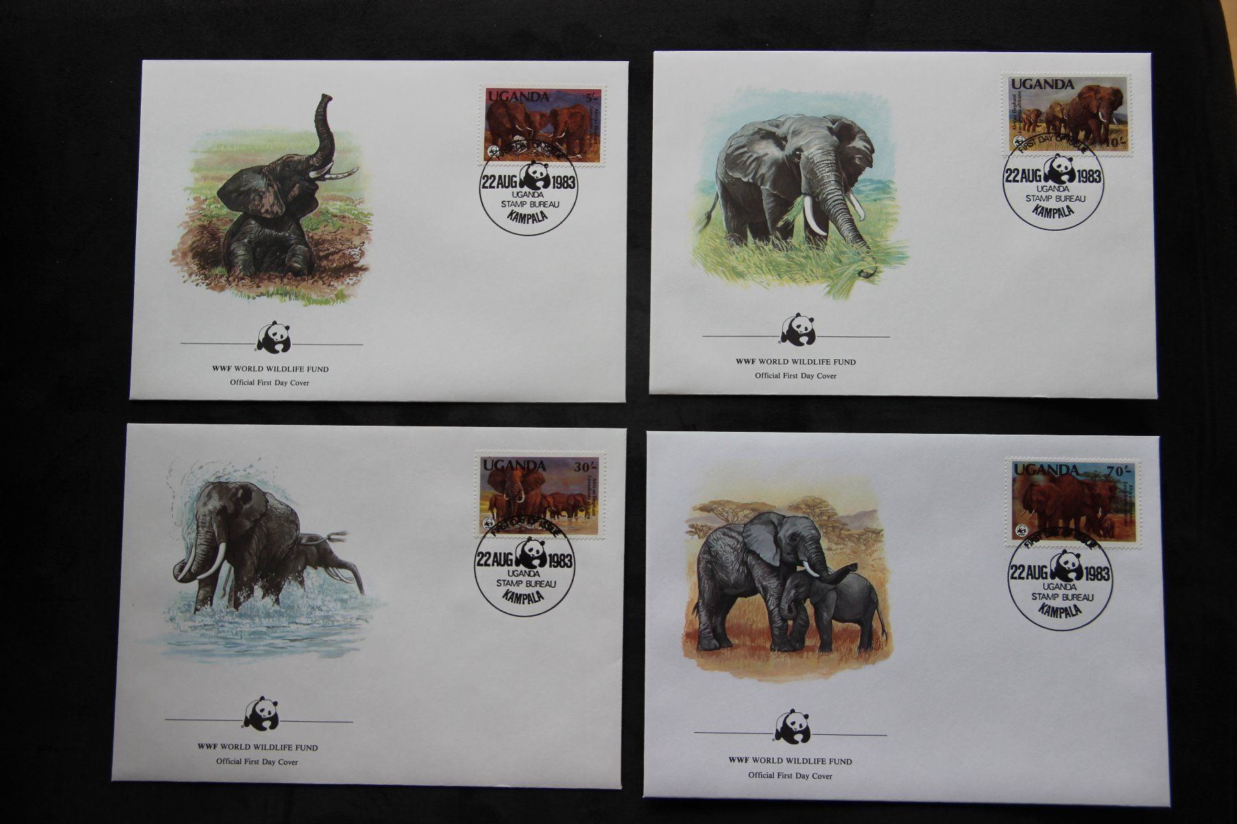 Alle Briefmarken: Uganda 1983 - FDC - Elefanten (WWF) – Neu (gemäss Beschreibung) aus Jona von Southafrica07