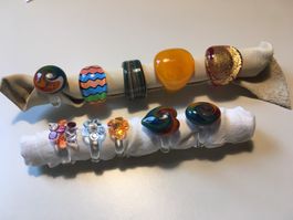 Fingerringe, Glas, 10 Stück, Handarbeit, alles Unikate