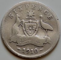 Australien 1910 6 Pence Silbermünze König Edward VI